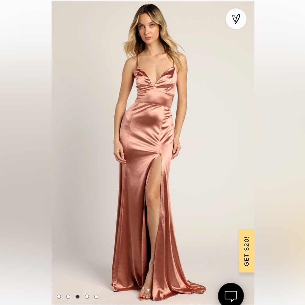 Lulu’s “Love the Allure” Satin Lace-Up Mermaid Maxi Dress